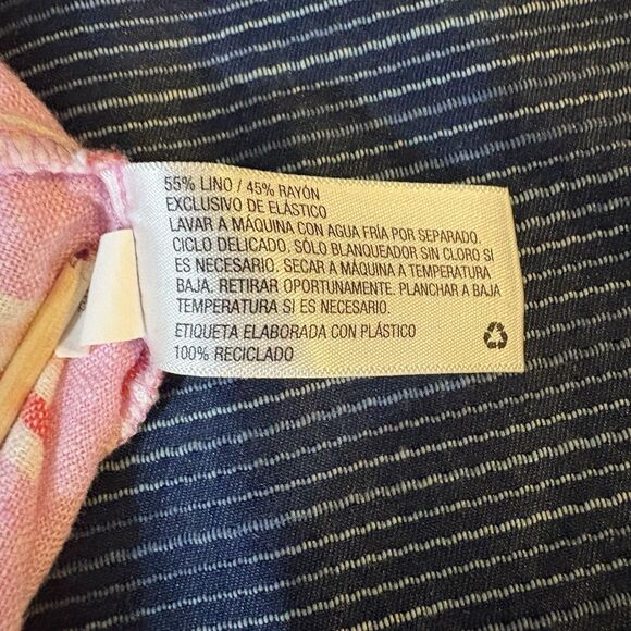 Universal Thread Dress Womens L Petal Pink Striped Smocked Linen Blend Sundress - Picture 8 of 12